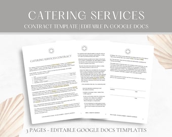 Editable Catering Contract Template, Food Service Contract Template, Simple Catering Service Agreement, Editable in Google Docs