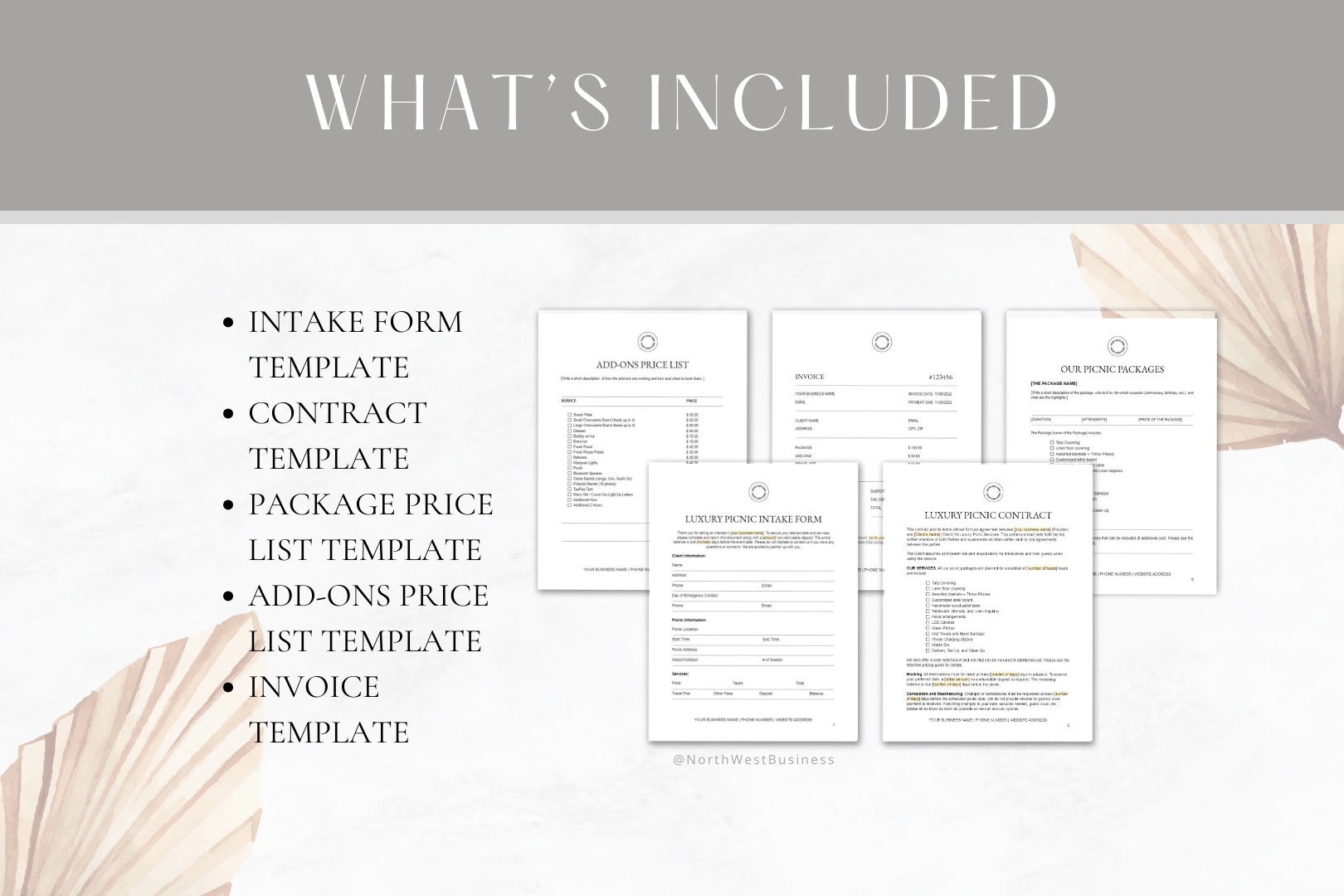Editable Luxury Picnic Contract Template, Professional Rental Agreement Terms & Conditions for