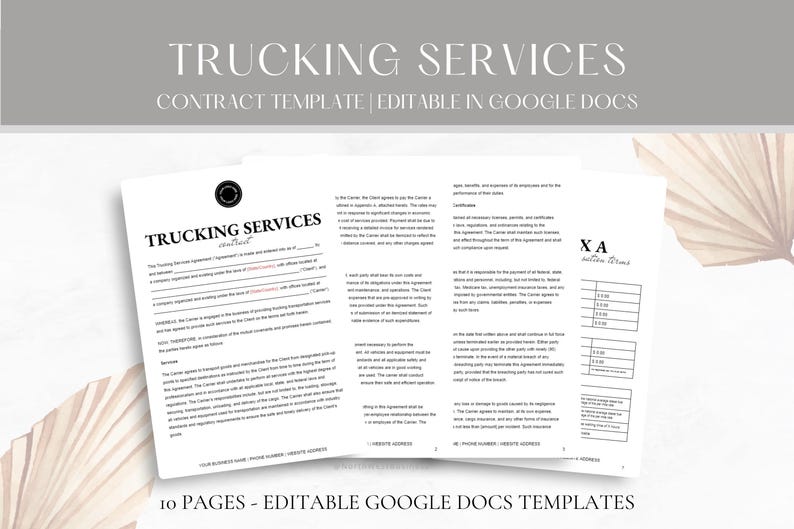 Editable Trucking Contract Template Professional Trucking Service