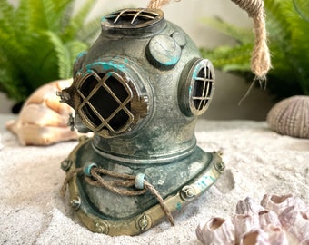 A Single Handmade Ancient US Divers Helmet Ornament in Resin