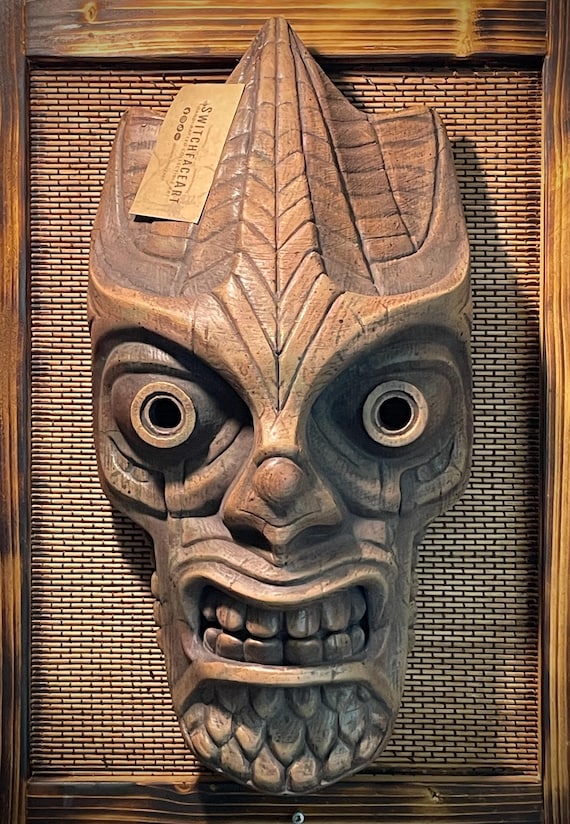 Tribal Warrior Mask Tiki Natural Wood Faux Finish - Etsy 日本