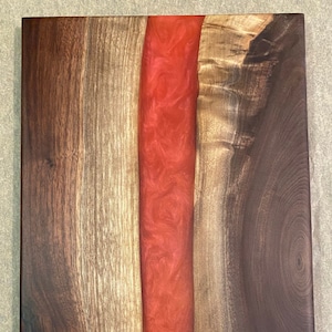 Cherry Epoxy Resin and Walnut Wood Charcuterie Board