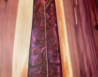 Christmas Theme Aromatic Cedar Wood and Dragons Breath Colored Liquid Glass Epoxy Resin Charcuterie Board