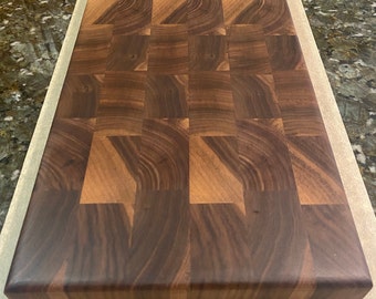 Large 5 Star Handmade End Grain Walnut Wood Butcher Block / Cutting Board