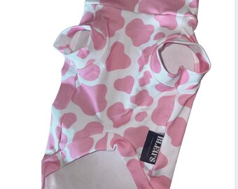 Pink Cow Print Jersey Tankie Sausage Dog Dachshund