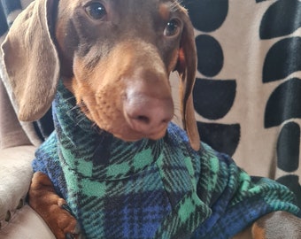 Black Watch Tartan Polar Fleece Dachshund Tankie