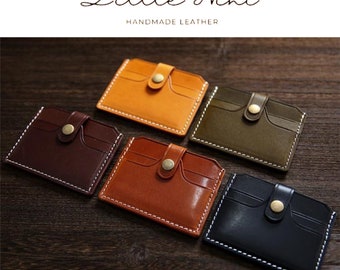 Handmade Leather Card Wallet - Unisex Cardholder - Genuine Cowhide，woman wallet, leather card holder, Genuine Leather，Christmas gift