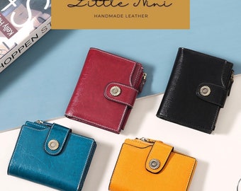 Stylish Women's Leather Wallet - Small Yet Spacious, Multiple Colours Available, Genuine Leather，Gift for Her,Christmas Gift