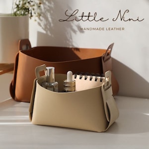 Large leather box organiser, multi-functional home decor leather