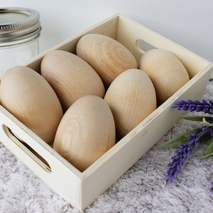 Wooden Easter Egg Kit: Creative DIY Craft for Artistic Fun - 6 Round Bottom Eggs & Tray
