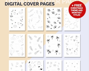 Digitale Monats-Titelseiten Undatiert | KOSTENLOSE Monatstitel | Gepunktete A5 Vorgefertigte Bullet Point Journal Ausdrucke | 13 Original Themes