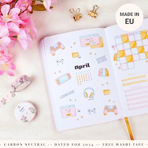 Premade bullet journal 2024 with 12 original monthly themes and yearly setup