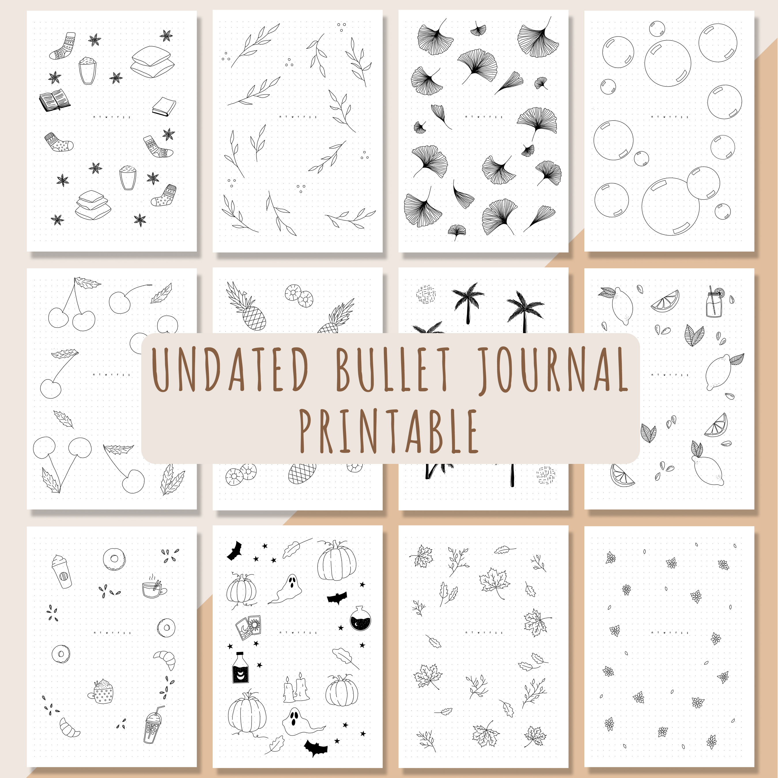 2024 Pre-Made Bullet Dotted Journal Pages; Instant Download