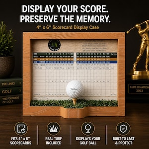 Golf Scorecard Display Frame | Golf Ball Display | 4x6 Scorecard Frame | Golf Gift for Dad | Hole in One, Bucket List Course, Golf Keepsake