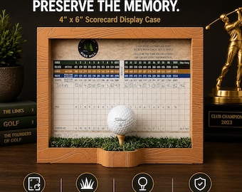 Golf Scorecard Display Frame | Golf Ball Display | 4x6 Scorecard Frame | Golf Gift for Dad | Hole in One, Bucket List Course, Golf Keepsake