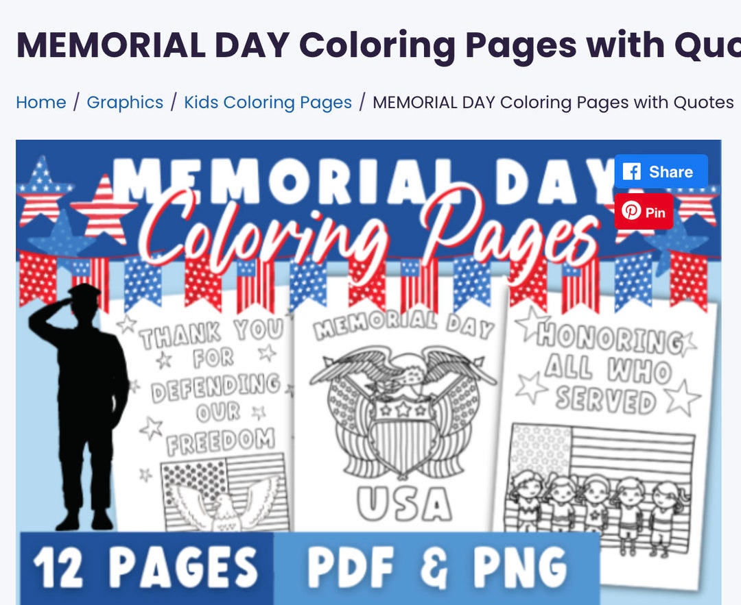 MEMORIAL DAY Coloring Pages With Quote Classroom