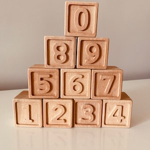 Wood Number Block Set, Wooden Number Blocks, Educational Number Set, Minimalist Toys, Baby Shower Gift,  Gift For Kid, Birthday Gifts,