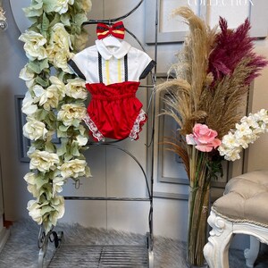 White Skirt Suit With Red Shorts - Girl Dress SCENFK10039