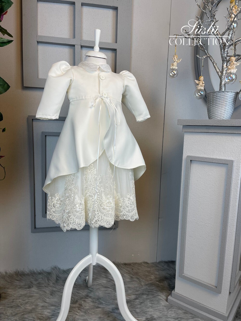 S Girl's Dress With Elegant Jacket Design, Lacy Tulle