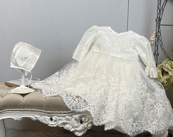 Tulle Embroidered Lace Embroidered Short Christening Dress · Girl’s Baptism Dress