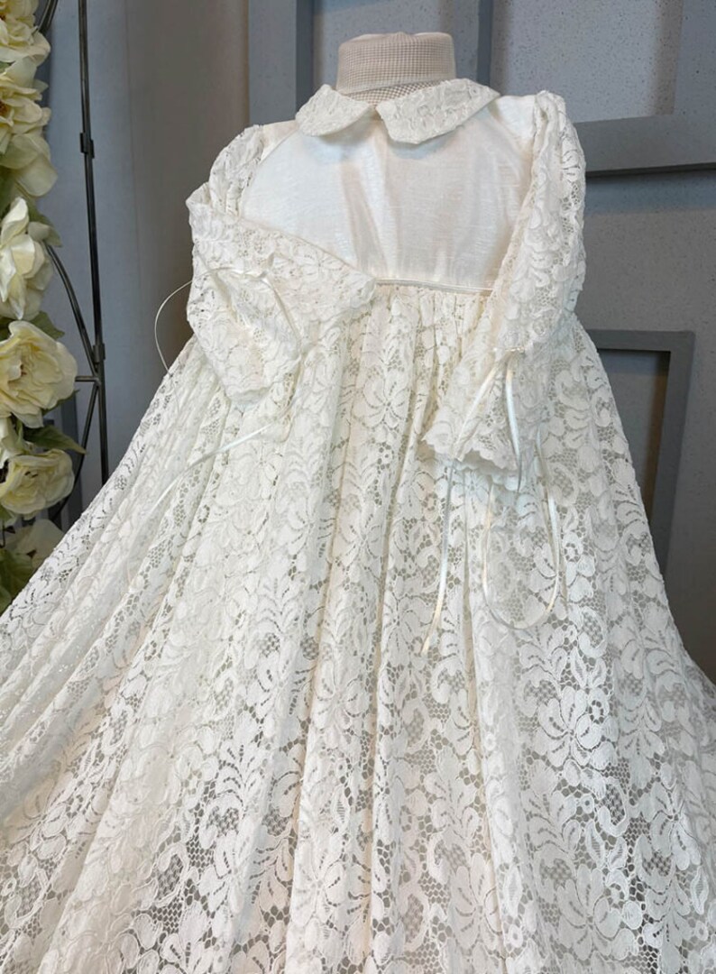 Long Lace White Baptism Dress Long Dress image 2