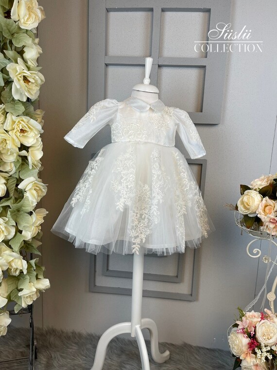 Elegant Lace Embroidered Girl's Dress on the Collar * Girls' Dresses SCEK10186