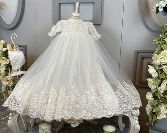 Girl’s Baptism Dress With Tulle Lace · Girl’s Baptism Dress
