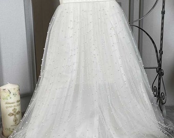 Girl's Baptism Dress with Sprinkled Pearl Embroidered · Long Girl's Baptism Dress SCENK10009