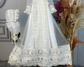 Vintage Handmade Girl Christening Dress: Ceremony, Wedding, Birthday Dress SCEK10251