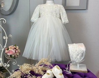 Top Lace Embroidered Baptism Dress · Girl's Baptism Dress SCENK10086