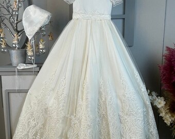 Unique Dantelle Handmade Girl Christening Dress: Ceremony, Wedding, Birthday Dress SCEK10253