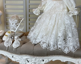 Lace Pattern Girl Baptism Dress · Short Girl Child Baptism Dress SCENK10020