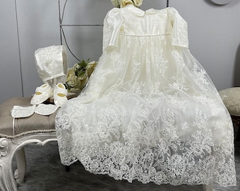 French Lace Long Baptism Dress · Girl’s Baptism Dress