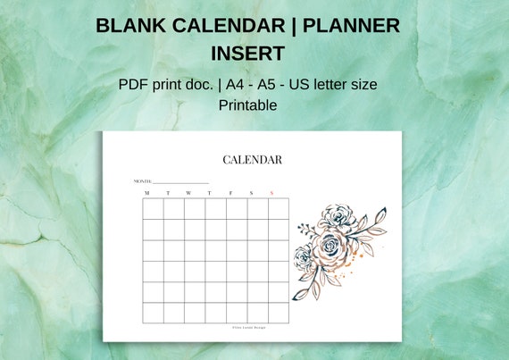 printable blank calendar landscape multi use planner page etsy