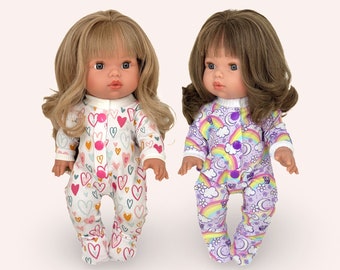 Miniland 38cm / Minikane 34cm / Hearts and Rainbows Footed Growsuits / Doll Clothes