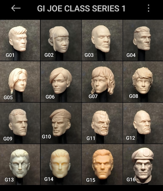 Custom GIJOE CLASSIFIED series heads in 1/18 scale.
