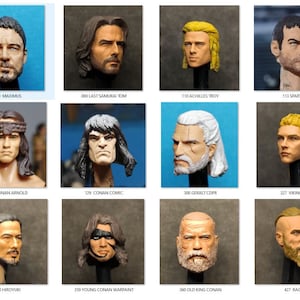 Puede incluir: Una colección de 12 cabezas pintadas diferentes para figuras de acción. Las cabezas son todas personajes diferentes de películas y programas de televisión, incluyendo Conan, Maximus y Geralt de Rivia. Las cabezas están todas pintadas con detalles realistas y están listas para ser usadas en tus figuras de acción favoritas.