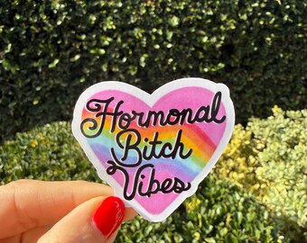 Hormonal Bitch Vibes waterproof sticker decal/ menopause /women’s rights/ kindle/ water bottle/ girlfriend/ gifts/ funny/ Valentine’s Day/