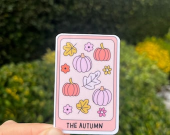 The Autumn Tarot Card Sticker Waterproof  Decal / Kindle Sticker/ book addict// tbr/ waterbottle/ gifts/cute/girls/fall girlie/Gilmore girls