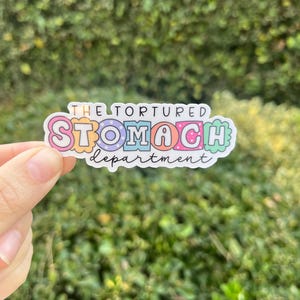 The Tortured stomach/ibs girl/ Waterproof Sticker Decal/funny/stomach/ Millennial /throwback/tummy ach/kindle/laptop/gift/girls/gifts/coffee