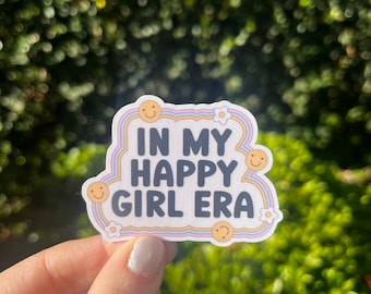In My Happy Girl Era Funny Sticker Decals/Kindle/BookTok//lovers/book club/reader/waterproof/Halloween/humor/new year new me/kindle/decorate