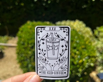 The Iced Coffee Tarot Card Sticker Decal / Kindle Sticker/ coffee addict/