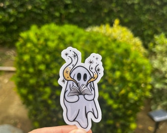 Reading Ghost Sticker, Waterproof Holographic Book Decal