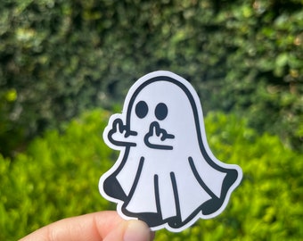Middle Finger Ghost Holographic Sticker Decal / Book Club / Kindle Sticker/reader/bookish/book lover/hydroflask/laptop/flip off