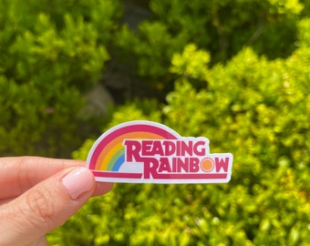 Reading Rainbow/childhood/memories/  Booktrovert club, cozy reader, book snob , smut, waterproof sticker decal/ Kindle Sticker/90s/nostalgic