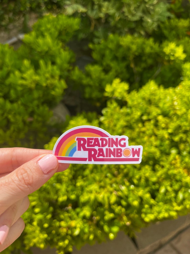 Reading Rainbow/childhood/memories/ Booktrovert club, cozy reader, book snob , smut, waterproof sticker decal/ Kindle Sticker/90s/nostalgic image 1