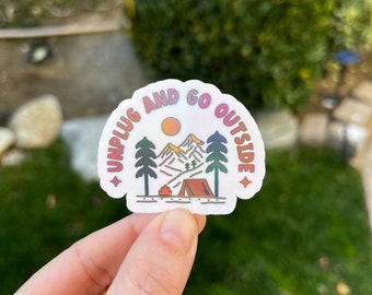 Unplug and Go Outside Sticker: Waterproof Travel Decal