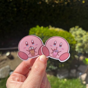 Kirby Boba Besties Waterproof Sticker Decal /bundle/bubble tea/switch/kindle/hydroflask/laptop/gifts