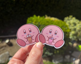Kirby Boba Besties Waterproof Sticker Decal /bundle/bubble tea/switch/kindle/hydroflask/laptop/gifts