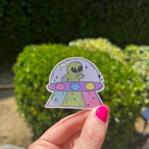 UFO Alien Sticker/Waterproof /hydro flax water bottle vinyl decal sticker/kindle/laptop/gifts